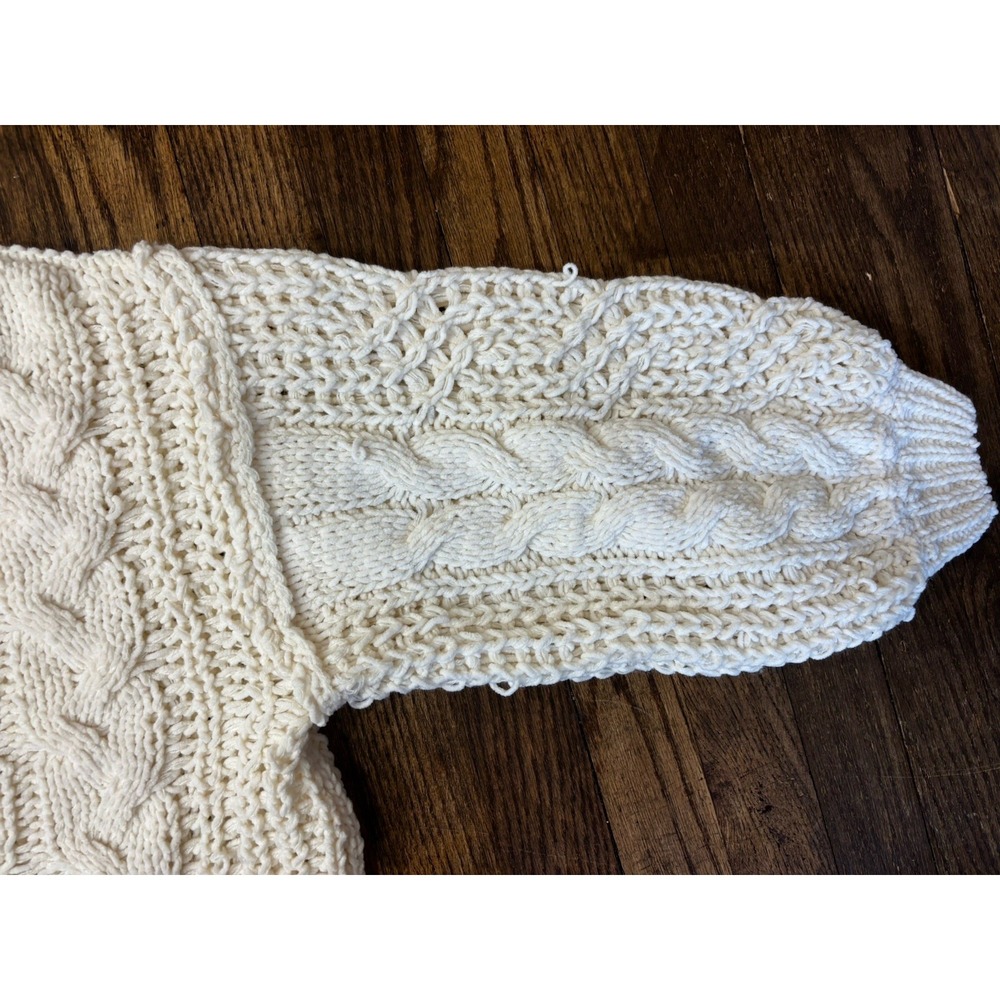 POL Chunky Crochet‎ Cropped Knit Sweater, White, Small, Mock Turtleneck - Picture 2 of 9